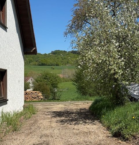 seitlich des Wohnhauses