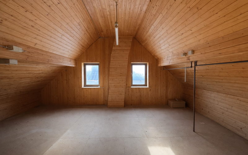 holzvertäfelter Speicherboden