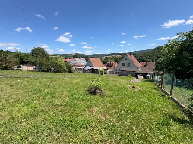 Blick von der Wiese zur Liegenschaft